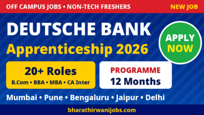 Deutsche Bank Apprenticeship 2026 for B.Com, BBA, MBA and CA Inter freshers – 20+ banking apprentice roles in Mumbai, Pune, Bengaluru, Jaipur and New Delhi