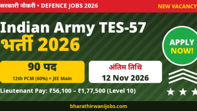 Indian Army TES 57 Recruitment 2026 – 90 पद, Last Date 12 Nov 2026