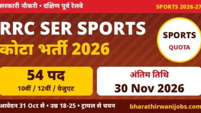 RRC SER Sports Quota Recruitment 2026 – दक्षिण पूर्व रेलवे स्पोर्ट्स कोटा 2026-27 के 54 पद, ग्रुप C और लेवल-1, अंतिम तिथि 30 नवंबर 2026