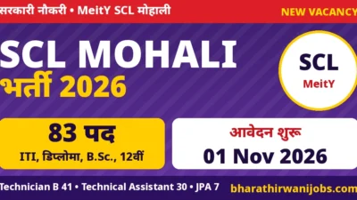 SCL Recruitment 2026 – Semi-Conductor Laboratory मोहाली में Technician B, Technical Assistant, JPA और Officer के 83 पद, आवेदन 01 से 30 नवंबर 2026
