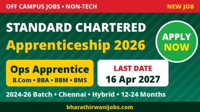 Standard Chartered Apprenticeship 2026 – Operations Apprentice in Chennai for B.Com, BBA, BBM, BMS graduates of 2024-2026