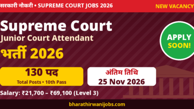 Supreme Court Attendant Recruitment 2026 – 130 पद, Last Date 25 Nov 2026